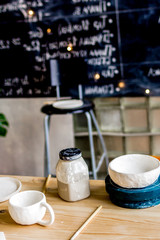 workshop production of ceramic tableware product painting