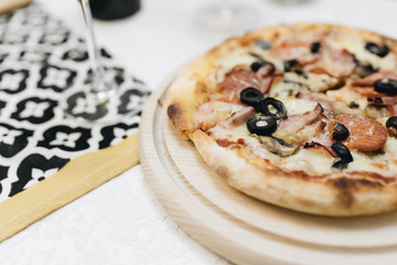 Delicious pizza, traditional Italian cuisine