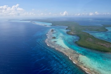 Aerial views of The Great Blue Hole and Light House Reef in Belize