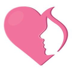 Woman silhouette in a heart