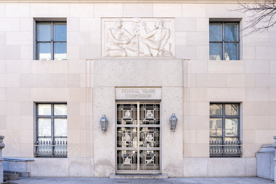 Washington, DC, USA- January 12, 2020: The entrance of The&nbsp;Federal Trade Commission&nbsp;(FTC) in Washington DC; FTC is an independent agency of the United States government.