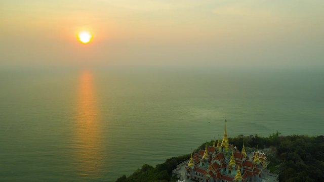 Aerial view of Wat Thang Sai during sunrise - Temple in Southern Thailand 