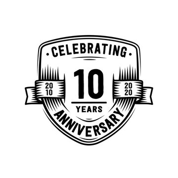 10 years anniversary celebration shield design template. Vector and illustration.
