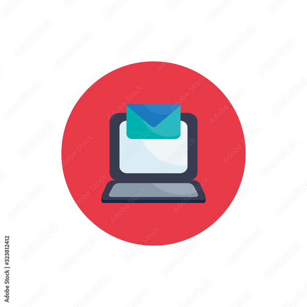 Poster isolated laptop flat block style icon vector design