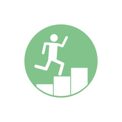Isolated avatar running on steps block silhouette style icon vector design