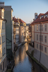 Fototapeta na wymiar View of Prague's canal and buildings
