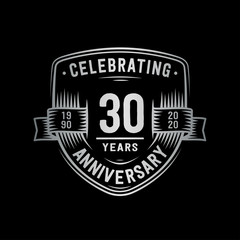 30 years anniversary celebration shield design template. Vector and illustration.