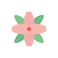 Isolated pink flower with leaves flat style icon vector design