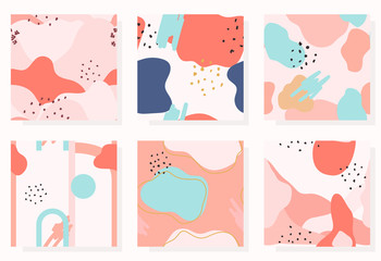 Set of abstract memphis background. Collection of abstract seamless patterns