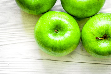 green apples for healthy dessert on white background