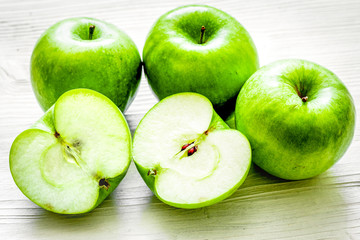 green apples for healthy dessert on white background