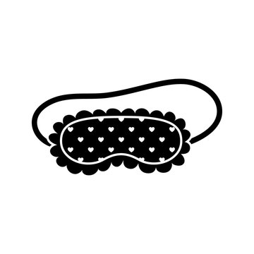 recommend clip art: Cute sleeping mask with hearts pattern isolated on white background. Black cartoon style sleeping mask vector icon.