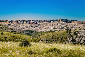 Fototapeta na wymiar skyline of Matera, city with ancient Sassis