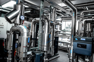 Thermal power plant piping at modern factory