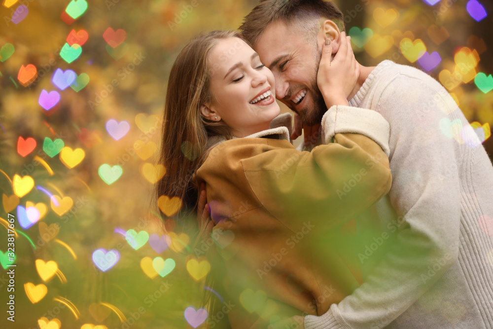 Canvas Prints loving young couple in autumn park