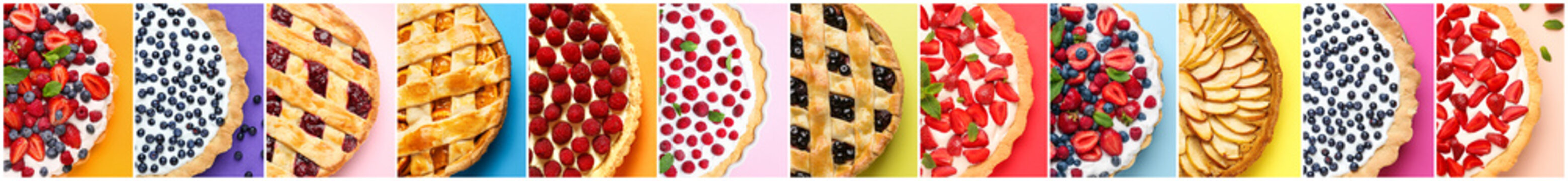 Collage of photos with different tasty pies