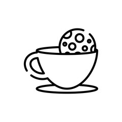 Isolated coffee cup and cookie line style icon vector design