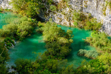 Fototapeta premium Lower lakes canyon of Plitvice Lakes National Park (Plitvička Jezera), a national park in Croatia