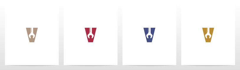 Wrench On Letter Logo Design V