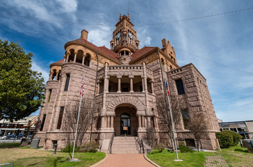 Wise County, TX Courthouse with blue sky in background