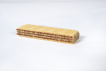 delicious chocolate stuffed wafer waffer isolated on white background