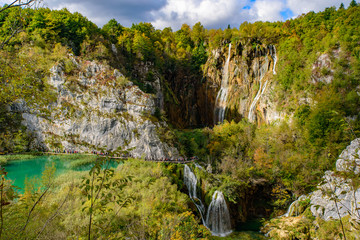 Great Waterfall and Sastavci Waterfalls in Plitvice Lakes National Park (Plitvicka Jezera), Croatia