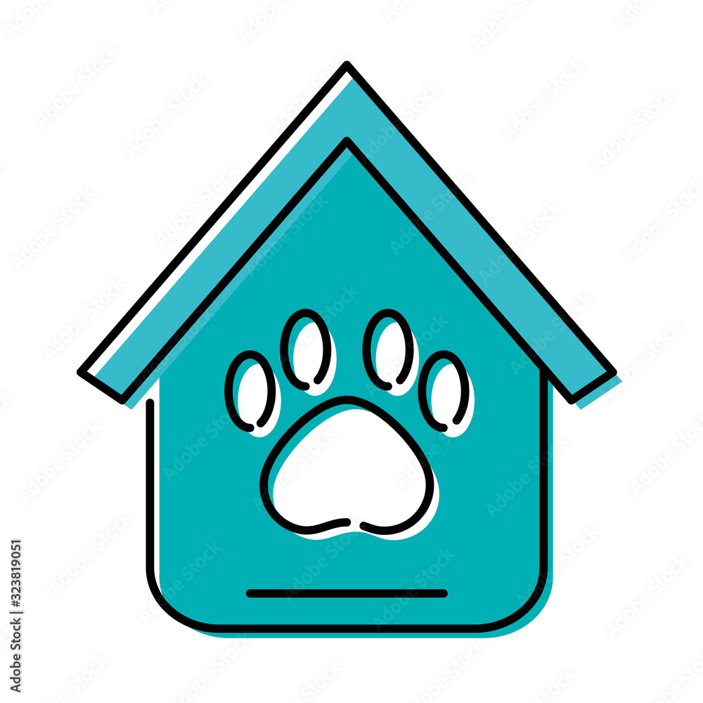 Poster house with paw print mascot