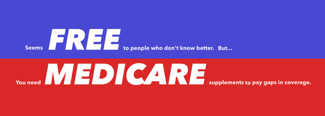 Here is a bumper sticker that at first glance reads: FREE MEDICARE. A closer look at the fine print tells a different story. - obrazy, fototapety, plakaty