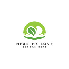 heart nature logo. Healthy love icon design vector