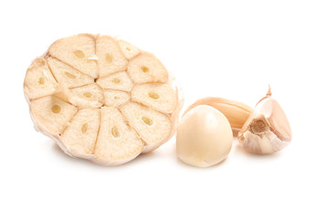 Fresh garlic on white background