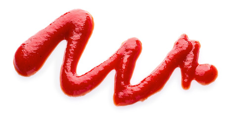 Tasty tomato sauce on white background