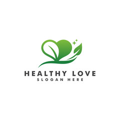 heart nature logo. Healthy love icon design vector