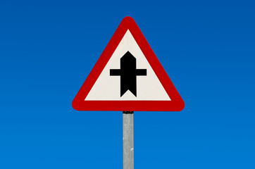 Road sign Warning sign, European traffic regulations, intersection with priority
