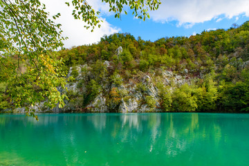 Plitvice Lakes National Park (Plitvička Jezera) with turquoise lake, Croatia