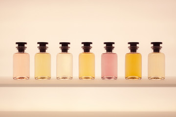 Perfume glass bottle mockup, blank cosmetic bottles template.