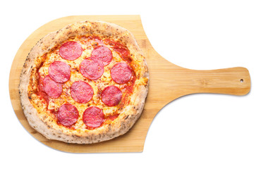 Tasty pizza on white background