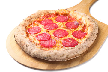 Tasty pizza on white background