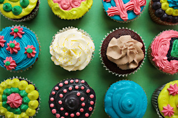 cupcakes with frosting and sprinkles