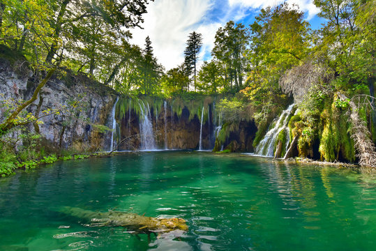 Galovački Buk Waterfall at Galovac lake in Plitvice Lakes National Park (Plitvička Jezera), Croatia