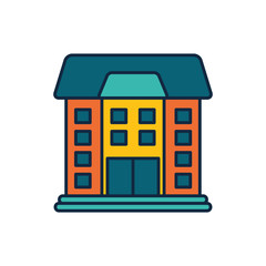 Isolated school building line fill style icon vector design