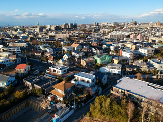 ドローンで空撮した名古屋市の住宅地の風景