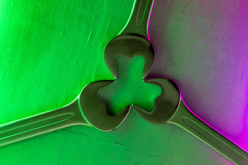 Concept with wrenches on the theme of clover St. Patrick's Day.