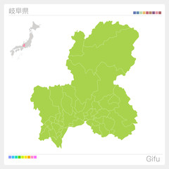 岐阜県の地図・Gifu（市町村・区分け）