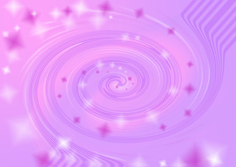Abstract pink and lilac background, illustration of a starry sky with a milky way funnel