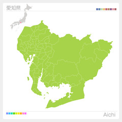 愛知県の地図・Aichi（市町村・区分け）