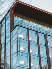 glass office with lights
