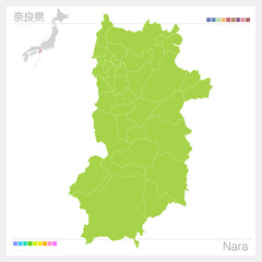 奈良県の地図・Nara（市町村・区分け）