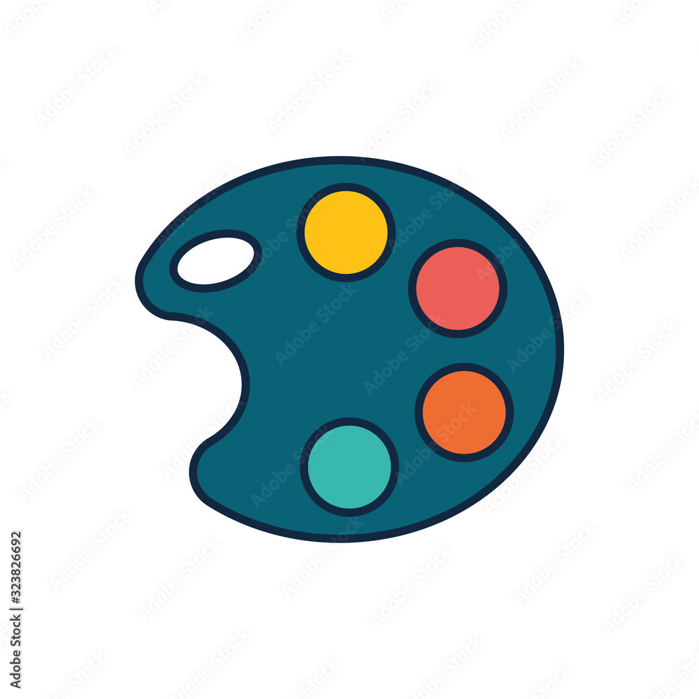 Poster isolated paint palette line fill style icon vector design