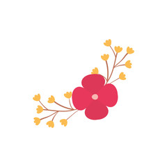 Isolated red and yellow flower flat style icon vector design