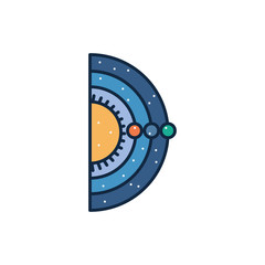Isolated solar system line fill style icon vector design